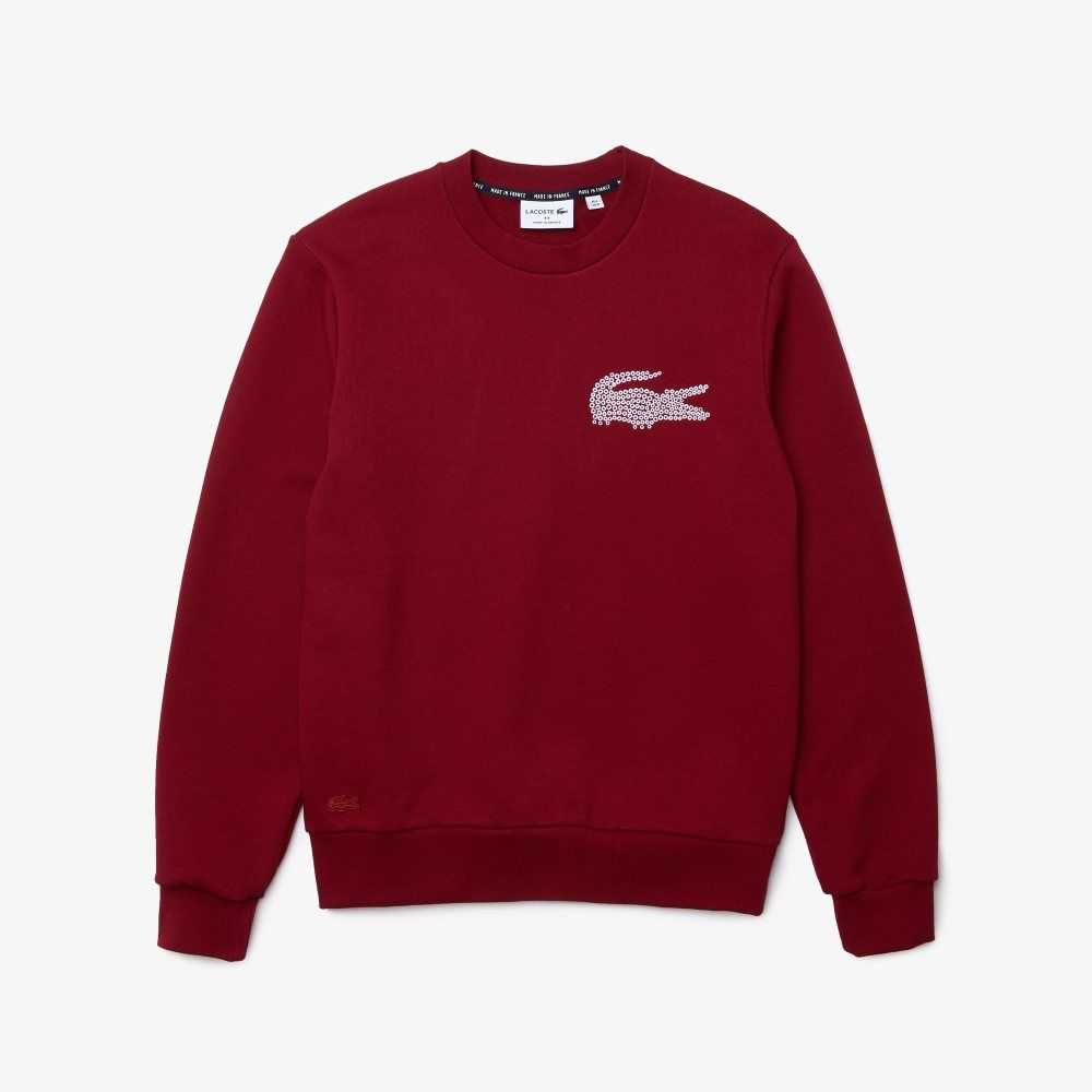 Lacoste Made In France Organic Cotton Fleece Sweatshirt Bordeaux | GQSK-57832