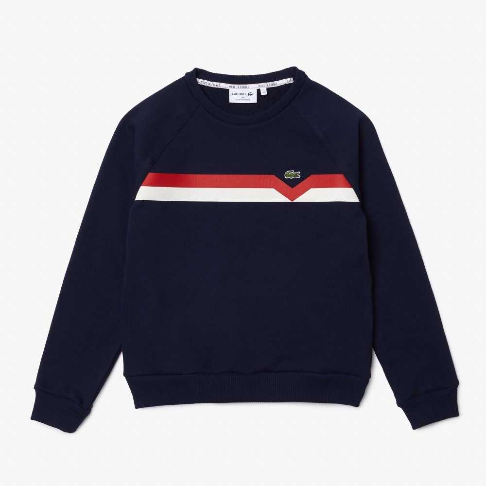 Lacoste Made in France Colorblock Organic Cotton Sweater Navy Blue / White / Red | PRES-85679