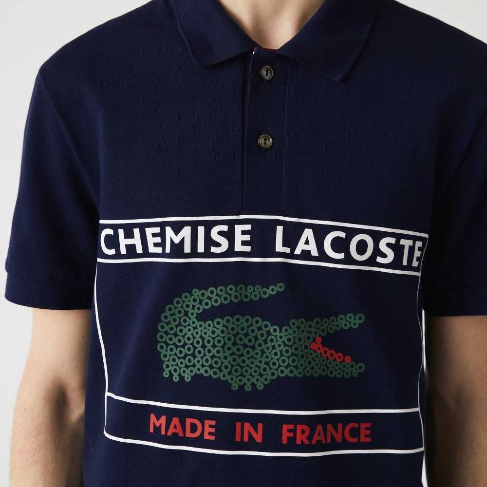 Lacoste Made in France Regular Fit Organic Cotton Polo Navy Blue | EZQW-51497