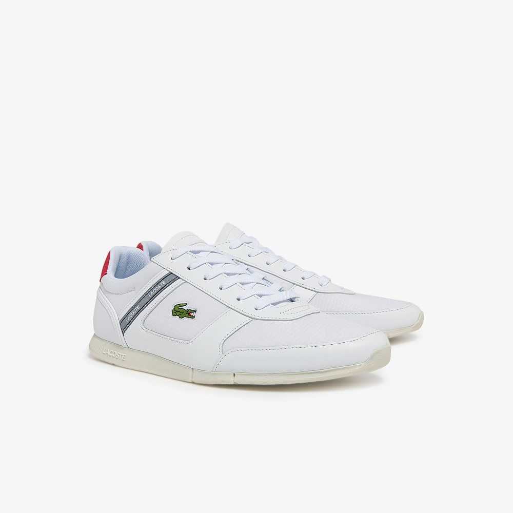 Lacoste Menerva Sport Leather Accent Sneakers White / Red | RUBK-60975