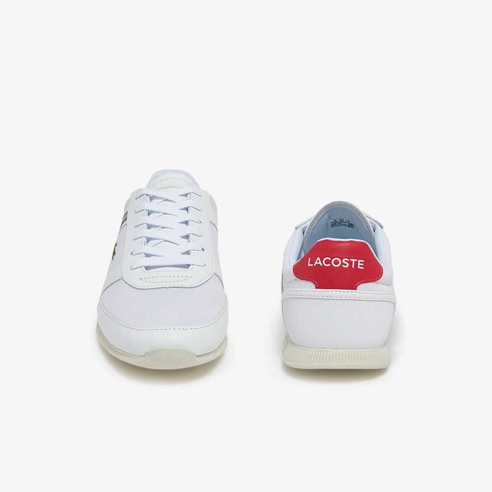 Lacoste Menerva Sport Leather Accent Sneakers White / Red | RUBK-60975