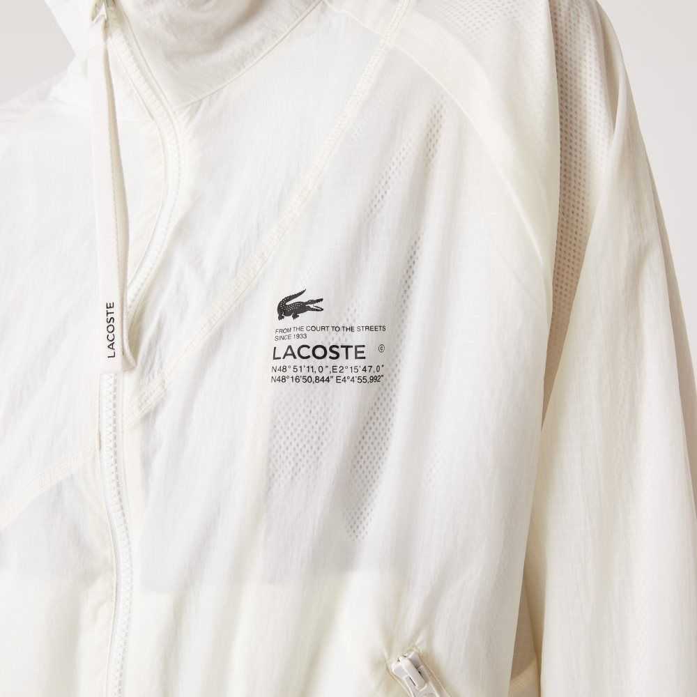 Lacoste Mesh Lined Nylon Jacket White | VFQO-19230
