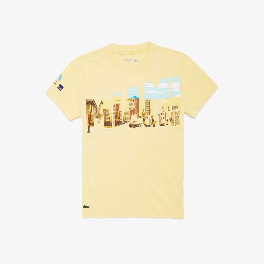 Lacoste Miami Open Miami Graphic T-shirt Yellow | UJIY-28016