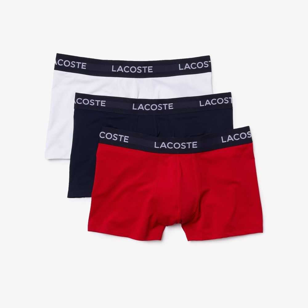 Lacoste Microfiber Trunk 3-Pack Navy Blue / White / Red | TBHL-19743