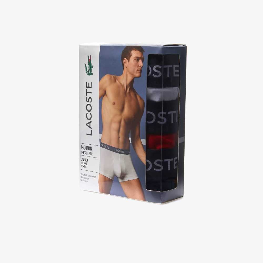 Lacoste Microfiber Trunk 3-Pack Navy Blue / White / Red | TBHL-19743