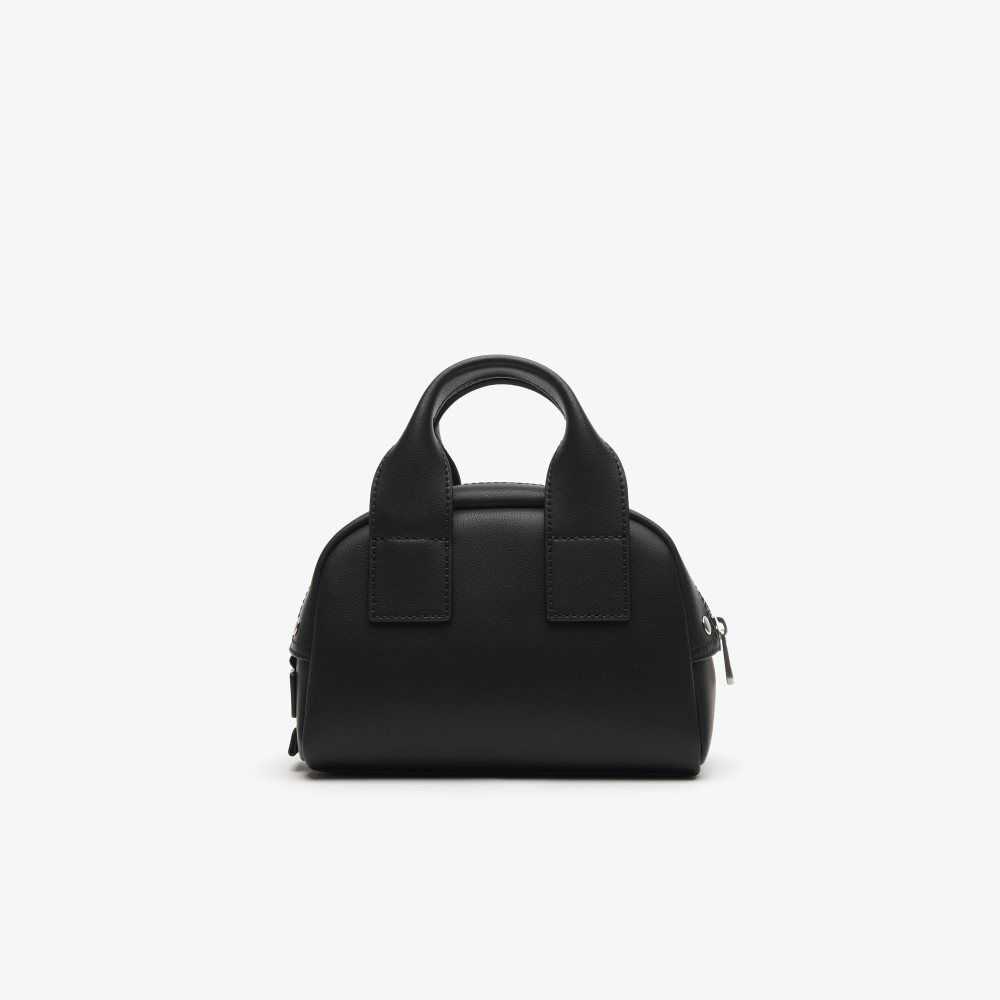 Lacoste Mini Bowling Bag in Split Calfskin Leather Noir Bleu Nuit | UPMA-90621