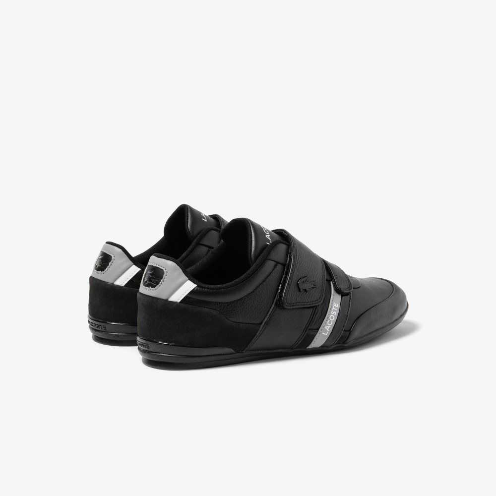 Lacoste Misano Strap Leather Sneakers Blk/Lt Gry | DYGW-51829