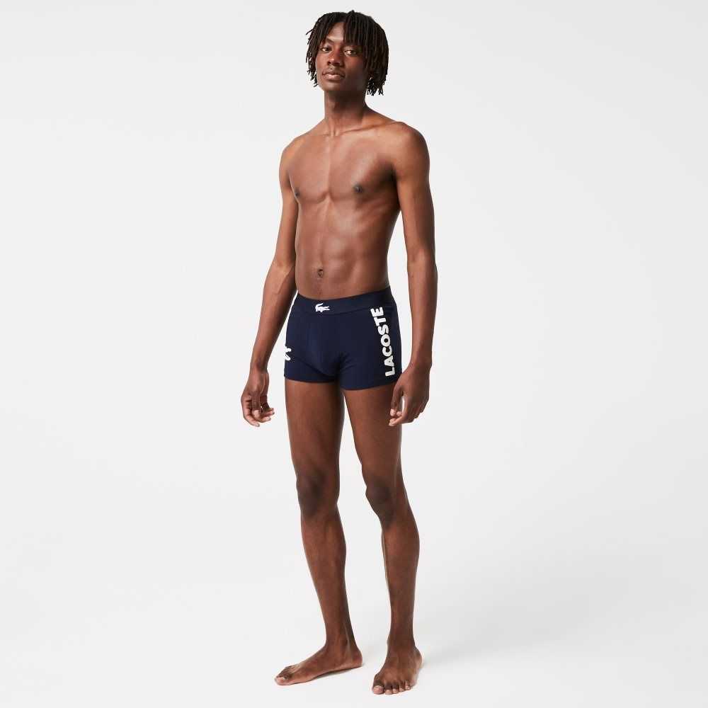 Lacoste Mismatched Stretch Cotton Trunk 3-Pack Navy Blue / White / Grey Chine / Navy Blue | RFWT-32568