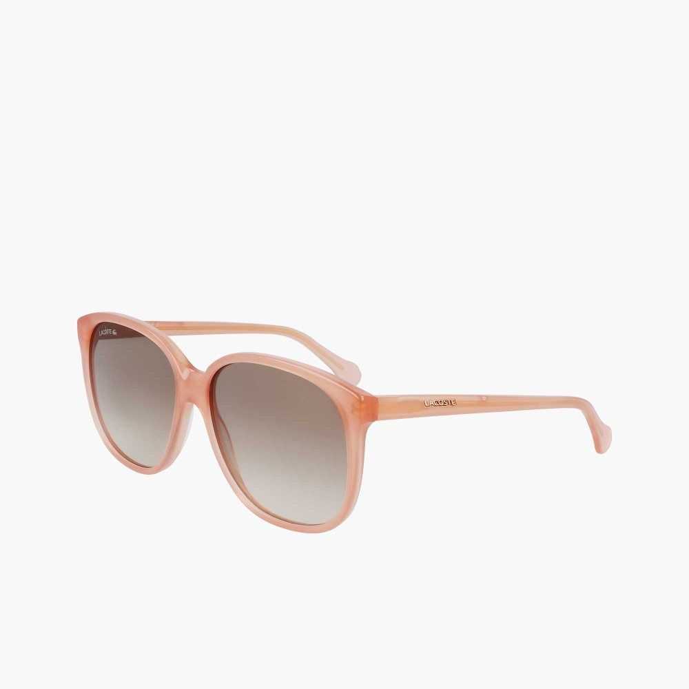 Lacoste Modified Rectangle Acetate Oversize Look Sunglasses Pink | YTOU-14390