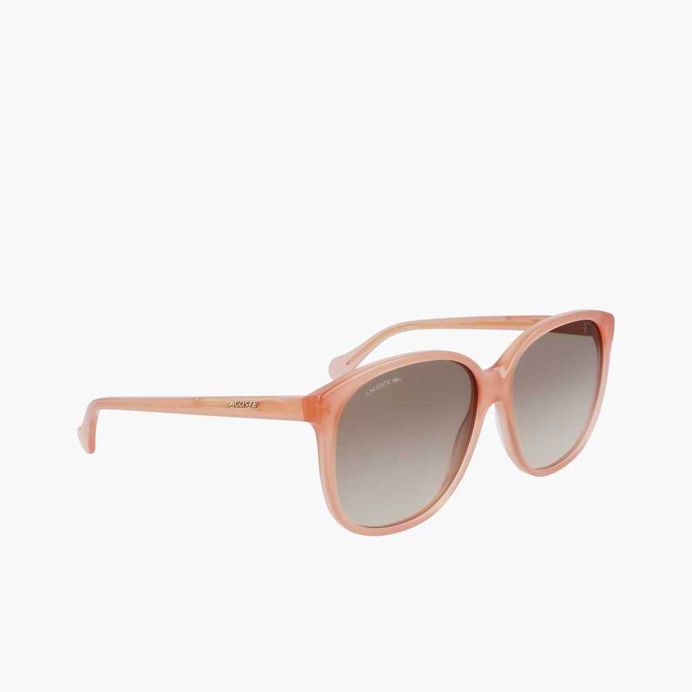 Lacoste Modified Rectangle Acetate Oversize Look Sunglasses Pink | YTOU-14390