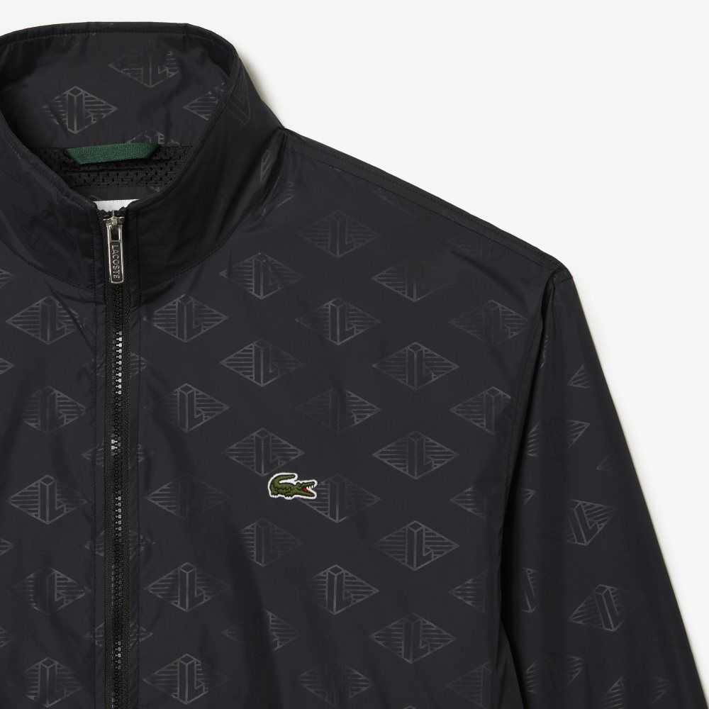 Lacoste Monogram Print Track Jacket Black | DLTQ-68527