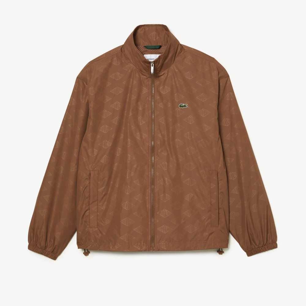 Lacoste Monogram Print Track Jacket Light Brown | XQUY-37568