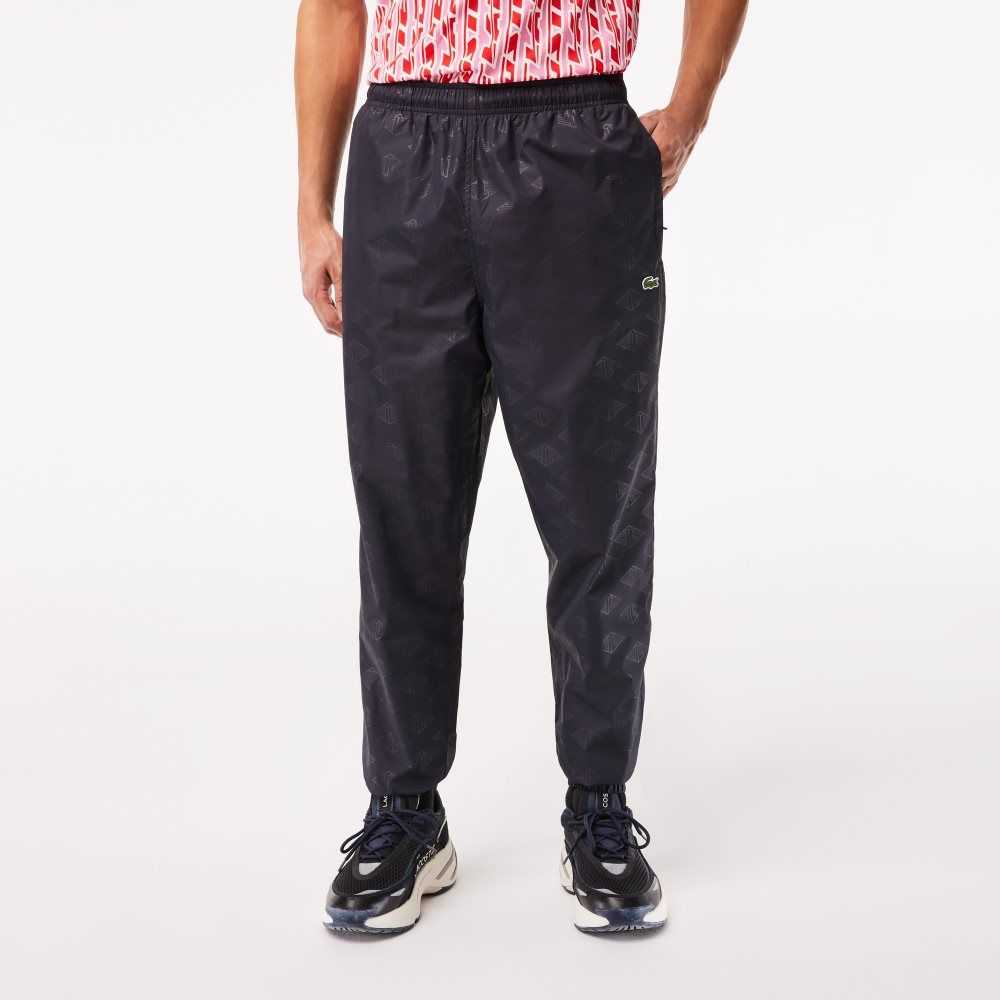 Lacoste Monogram Print Track Pants Black | GOMD-17382