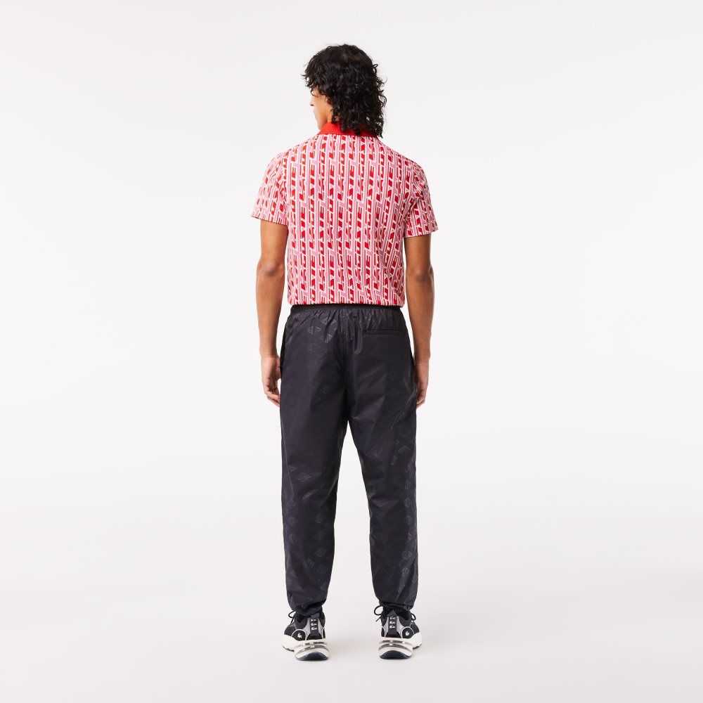 Lacoste Monogram Print Track Pants Black | GOMD-17382