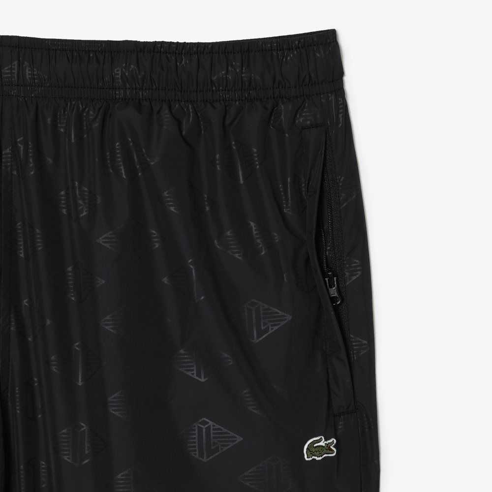 Lacoste Monogram Print Track Pants Black | GOMD-17382