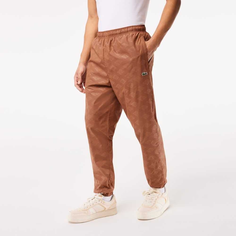 Lacoste Monogram Print Track Pants Light Brown | UGBV-65830