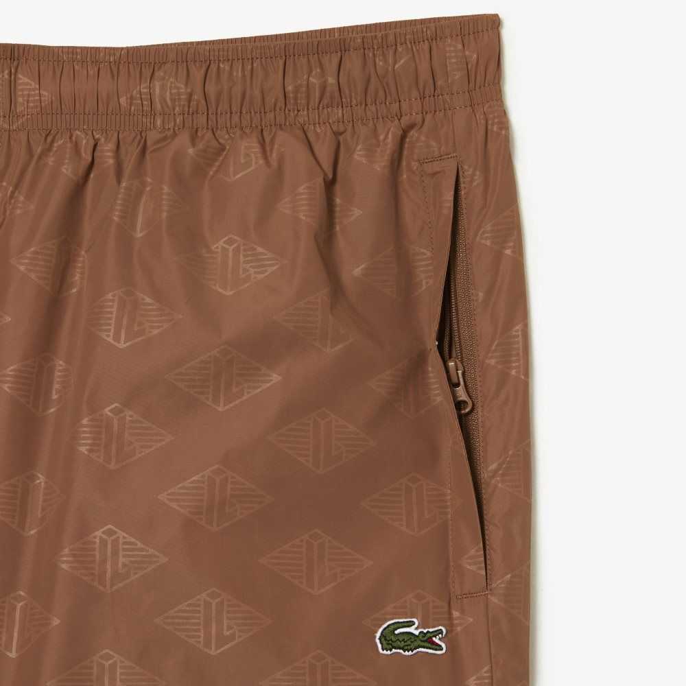 Lacoste Monogram Print Track Pants Light Brown | UGBV-65830