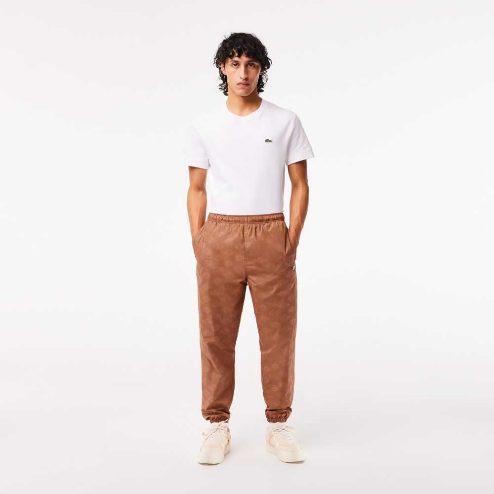 Lacoste Monogram Print Track Pants Light Brown | UGBV-65830