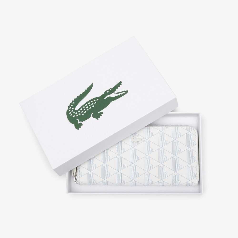 Lacoste Monogram Print Zip Wallet Mono Farine Panorama | HVTU-57986