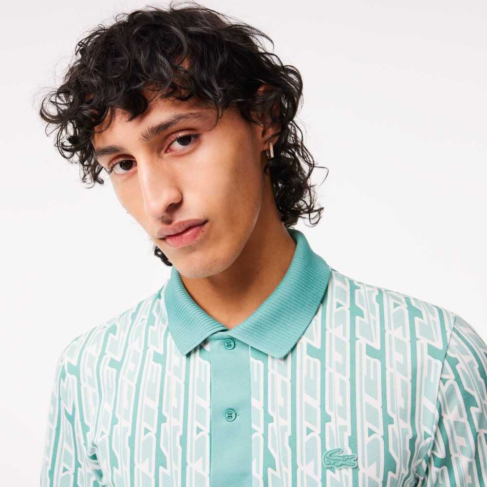 Lacoste Movement Two-Tone Printed Polo Green / Light Green | TFKA-31968