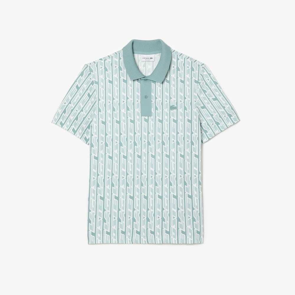 Lacoste Movement Two-Tone Printed Polo Green / Light Green | TFKA-31968