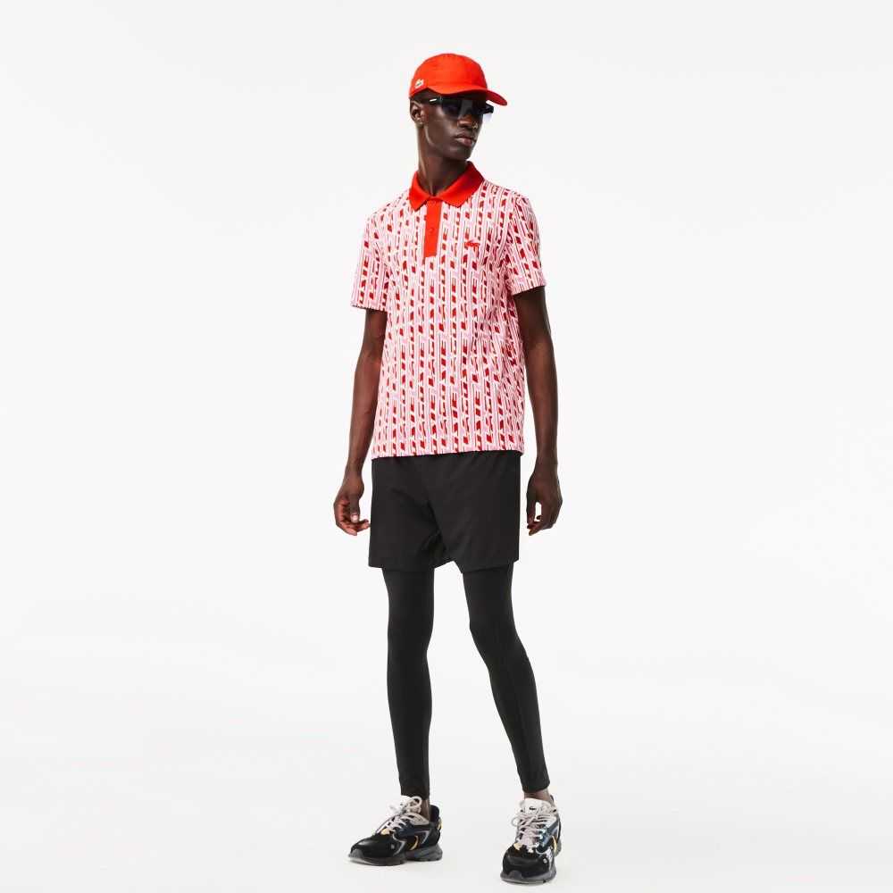 Lacoste Movement Two-Tone Printed Polo Pink / Red | EXFT-58629