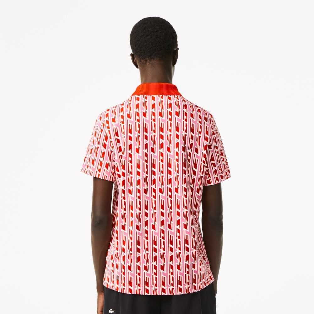 Lacoste Movement Two-Tone Printed Polo Pink / Red | EXFT-58629