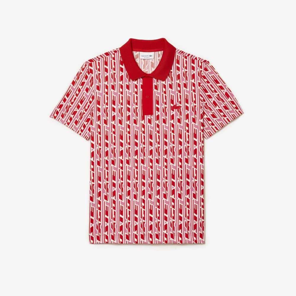 Lacoste Movement Two-Tone Printed Polo Pink / Red | EXFT-58629