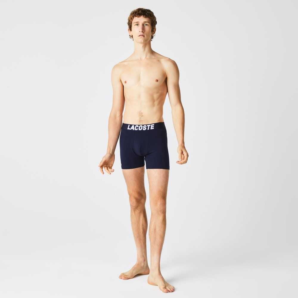 Lacoste Nautical Print Boxer Brief 3-Pack Grey Chine / Navy Blue / White | JFXG-35142