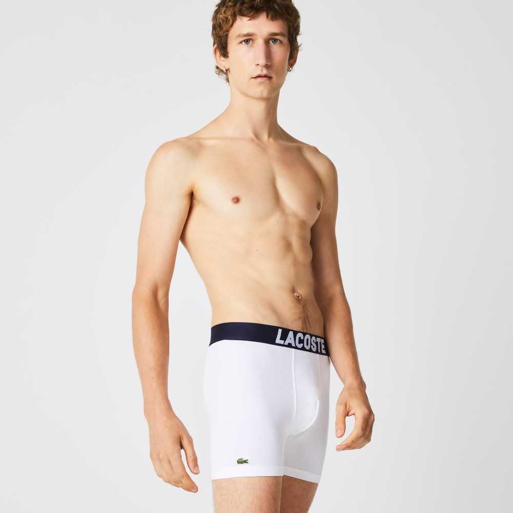 Lacoste Nautical Print Boxer Brief 3-Pack Grey Chine / Navy Blue / White | JFXG-35142