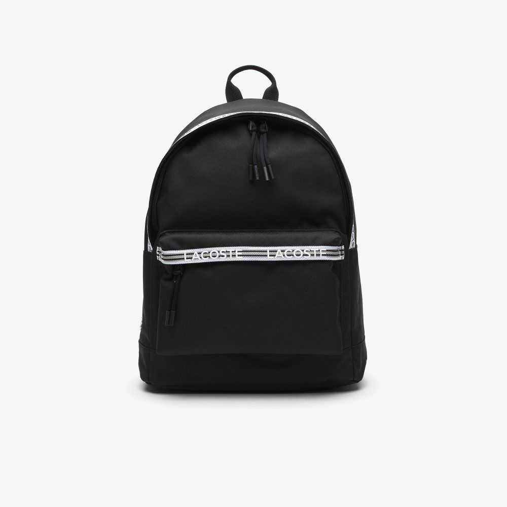 Lacoste Neocroc Backpack with Zipped Logo Straps Noir Blanc | PEBS-96301