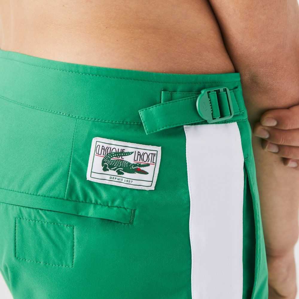 Lacoste New Classic Buttoned Belt Light Swimming Trunks Green / White | VSGC-82371