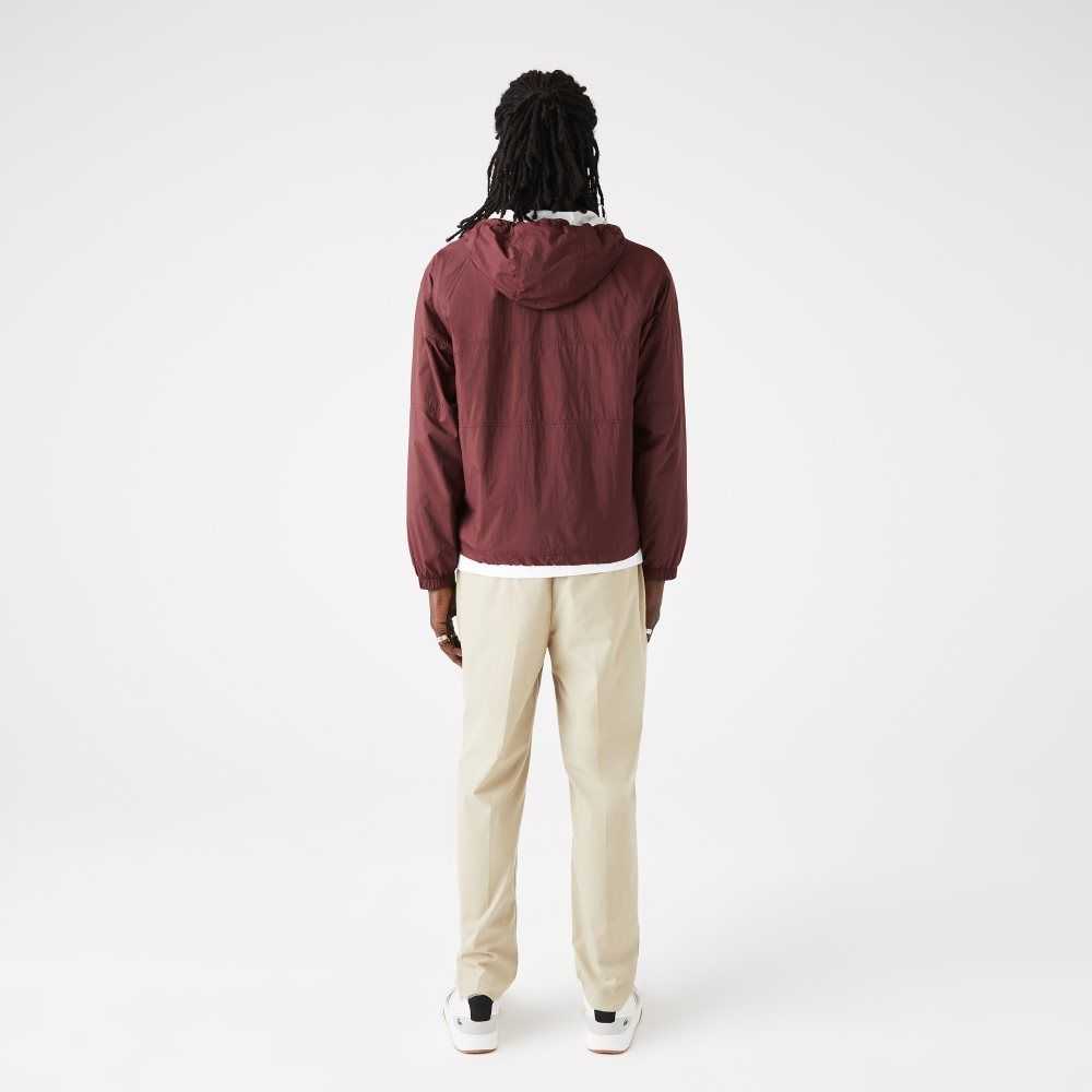 Lacoste New Classic Light Hooded Zippered Jacket Bordeaux | PHOK-42870