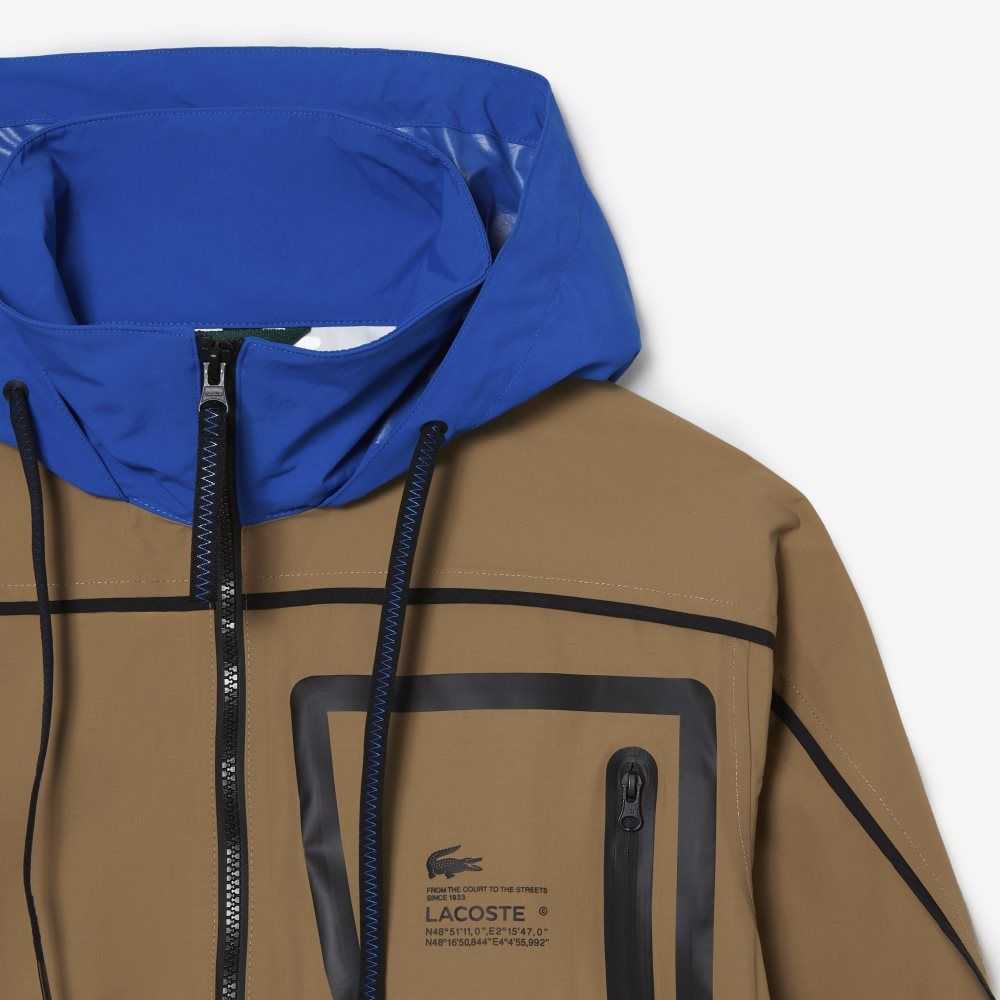 Lacoste Nylon Windbreaker Brown / Blue | XEWS-31958