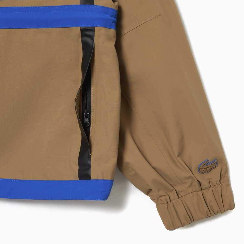 Lacoste Nylon Windbreaker Brown / Blue | XEWS-31958