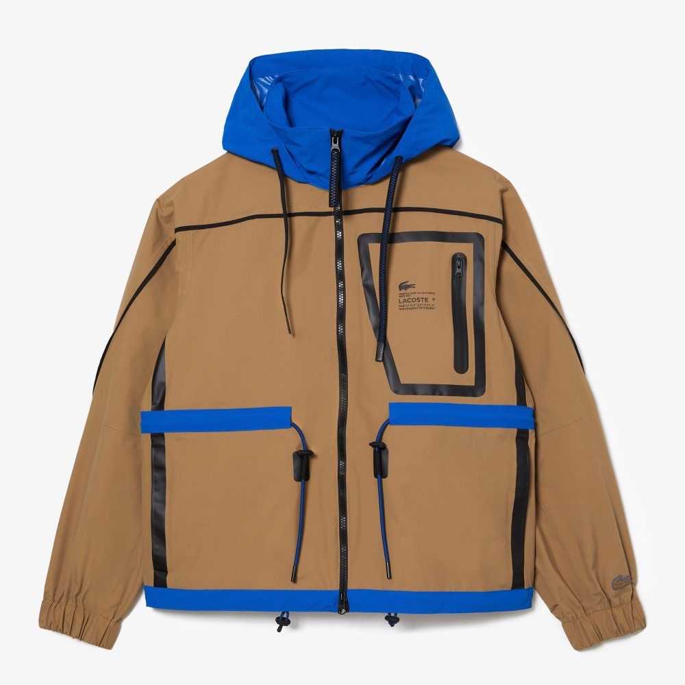 Lacoste Nylon Windbreaker Brown / Blue | XEWS-31958