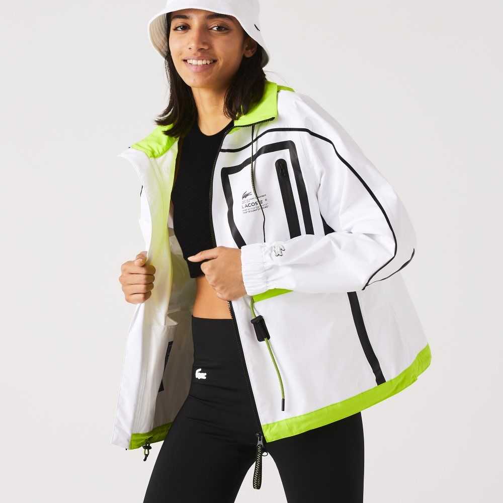 Lacoste Nylon Windbreaker White / Yellow | UGDH-53976