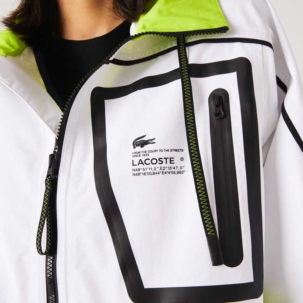 Lacoste Nylon Windbreaker White / Yellow | UGDH-53976