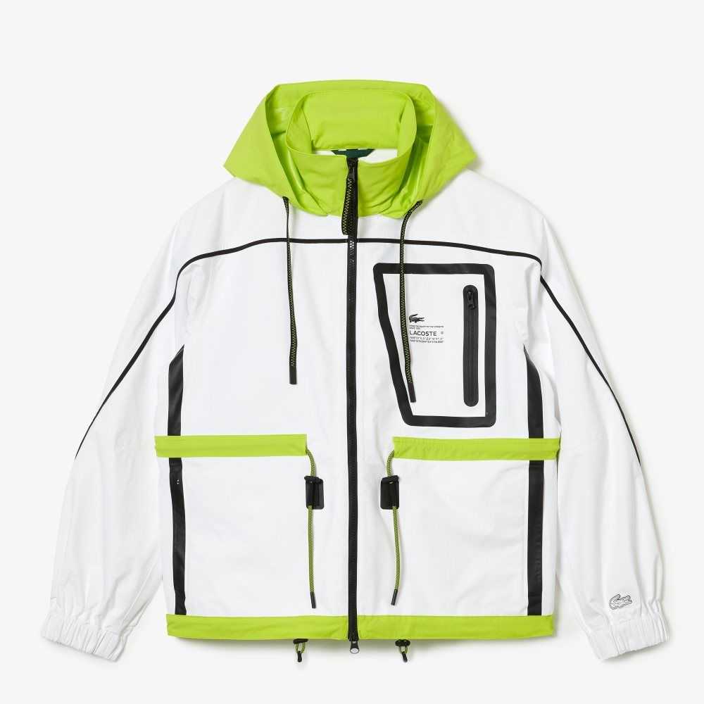 Lacoste Nylon Windbreaker White / Yellow | UGDH-53976