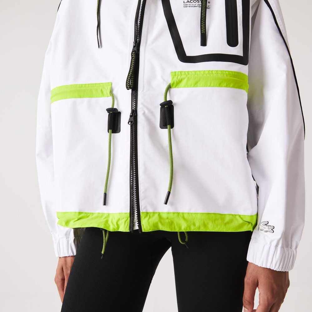 Lacoste Nylon Windbreaker White / Yellow | UGDH-53976