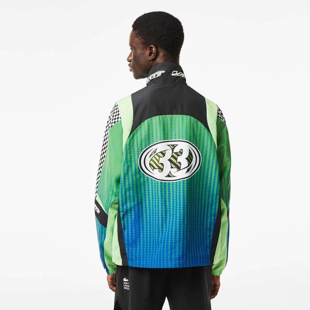 Lacoste Ombre Checkerboard Print Track Jacket Green / Blue | APGR-70253