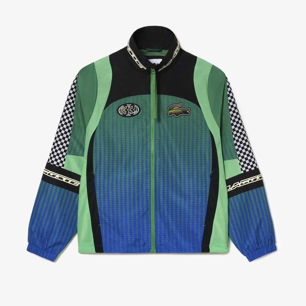 Lacoste Ombre Checkerboard Print Track Jacket Green / Blue | APGR-70253