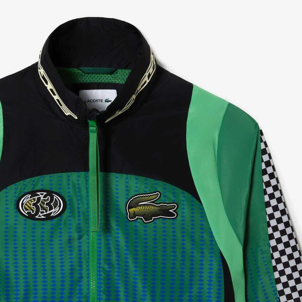Lacoste Ombre Checkerboard Print Track Jacket Green / Blue | APGR-70253