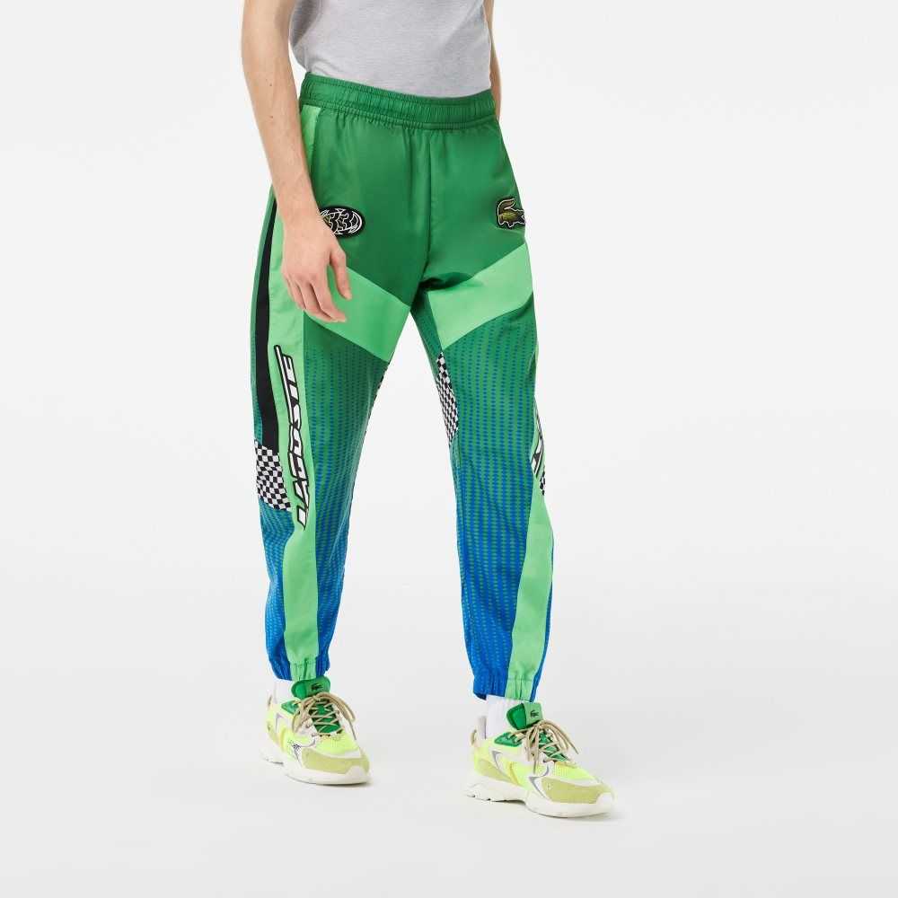 Lacoste Ombre Checkerboard Print Track Pants Green / Blue | QWOA-36907