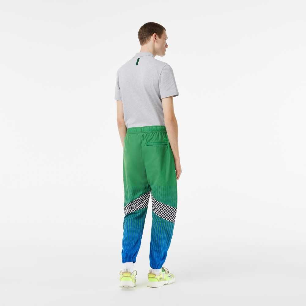 Lacoste Ombre Checkerboard Print Track Pants Green / Blue | QWOA-36907