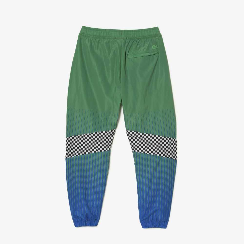 Lacoste Ombre Checkerboard Print Track Pants Green / Blue | QWOA-36907