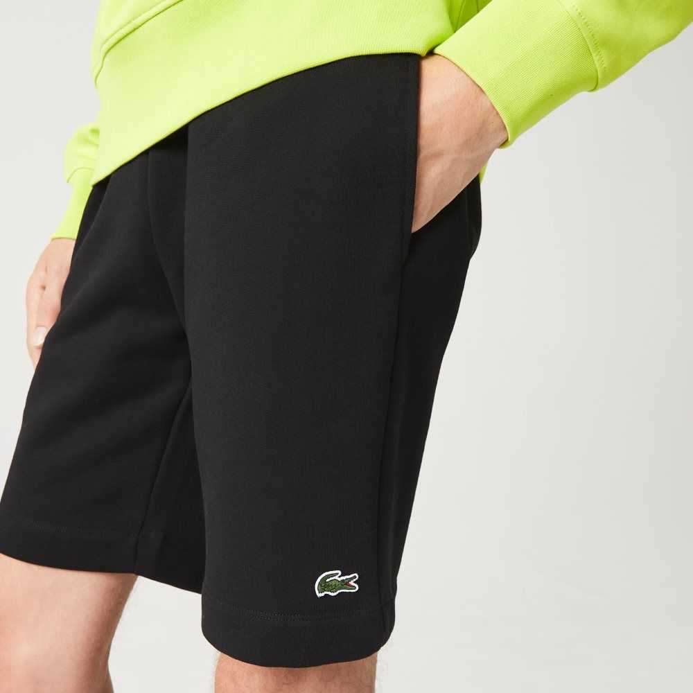 Lacoste Organic Brushed Cotton Fleece Shorts Black | BPXY-10856