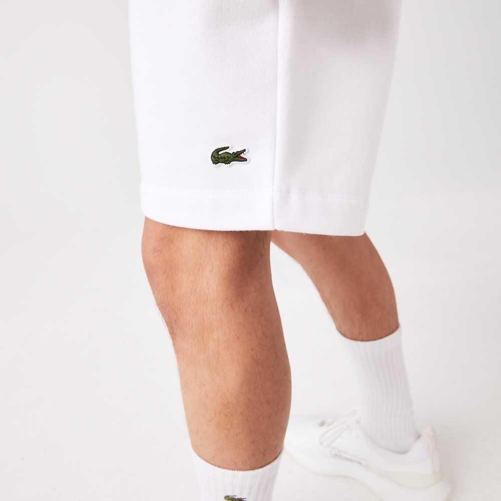 Lacoste Organic Brushed Cotton Fleece Shorts White | BTCD-70143