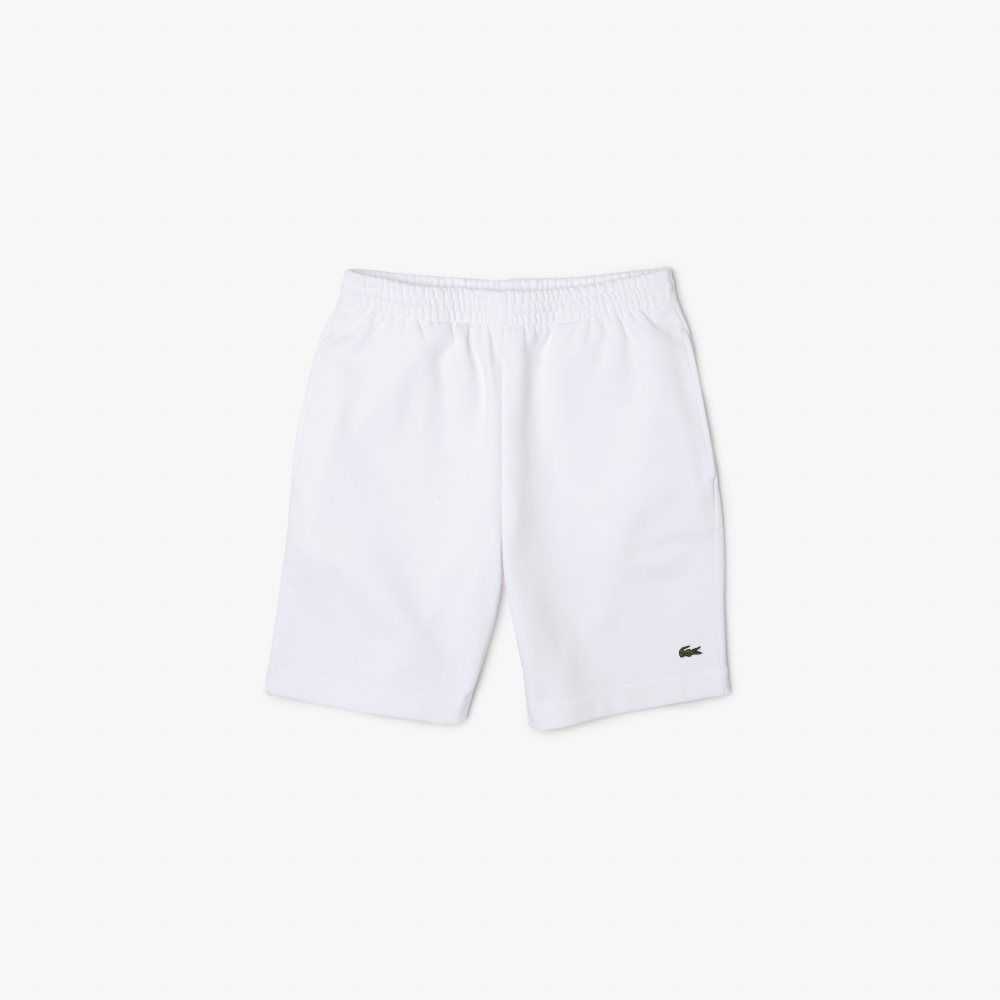 Lacoste Organic Brushed Cotton Fleece Shorts White | BTCD-70143