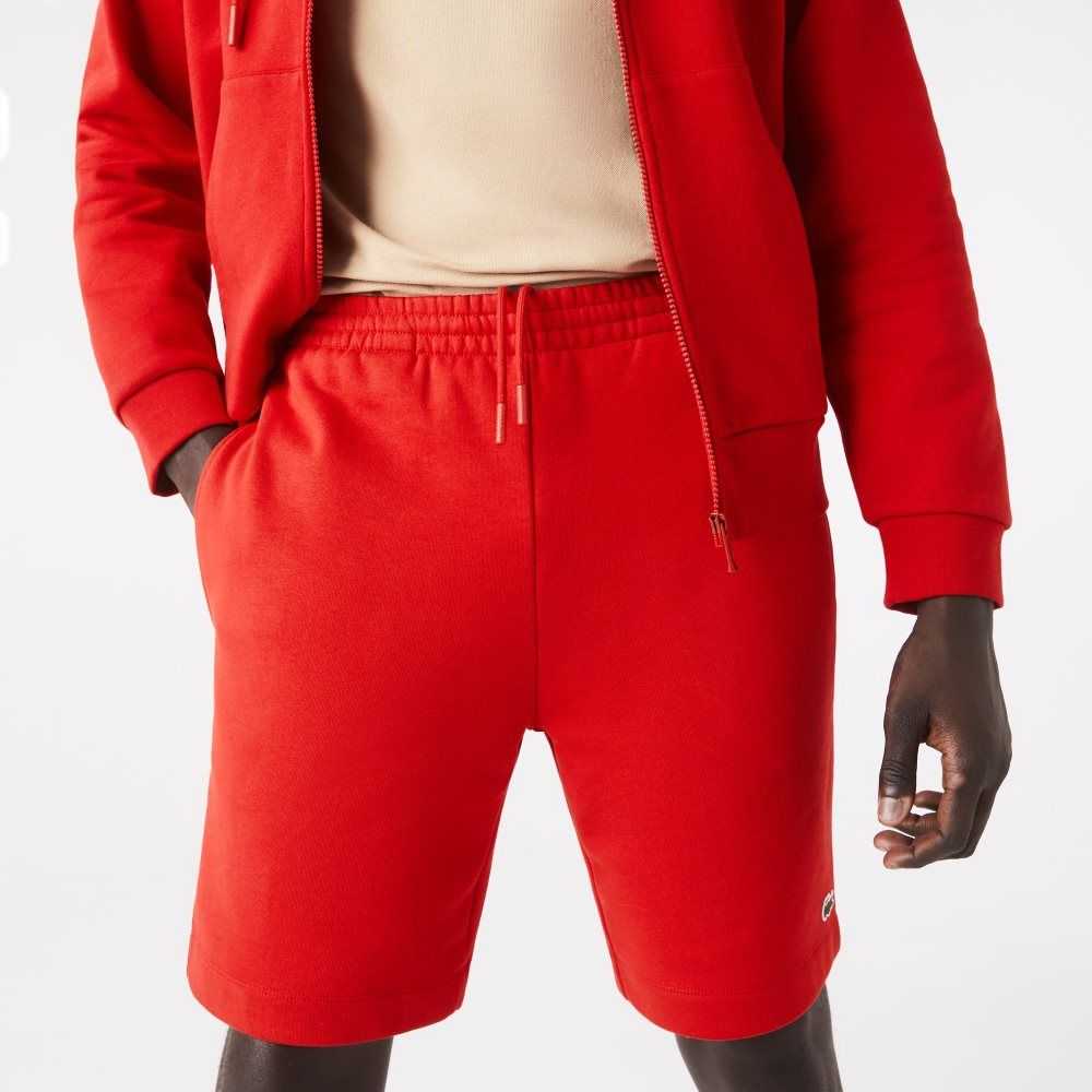 Lacoste Organic Brushed Cotton Fleece Shorts Red | JIZY-80451